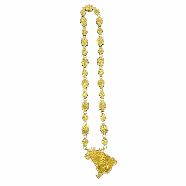Corrente 18mm com pingente mapa com cristo cravejado