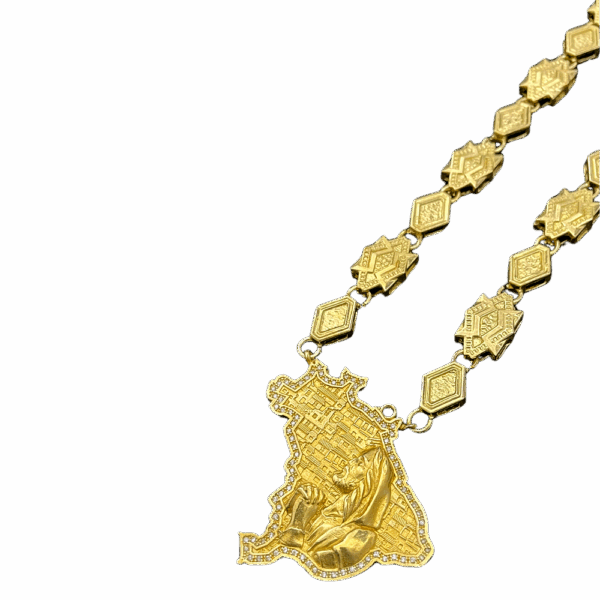Corrente 18mm com pingente mapa com cristo cravejado - Imagem 4