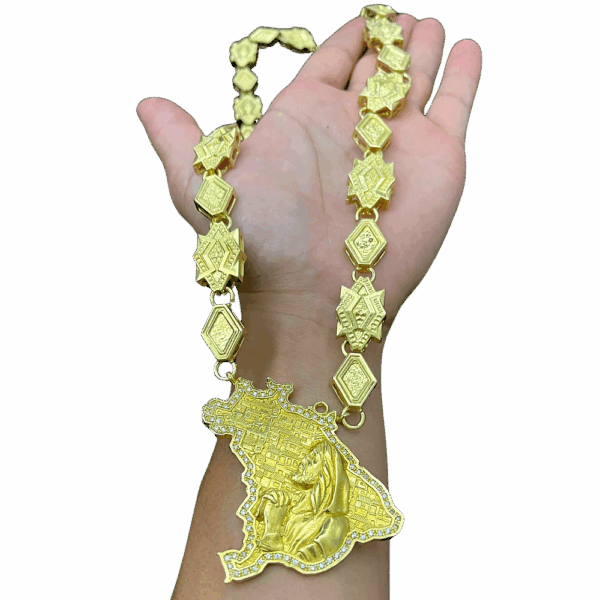Corrente 18mm com pingente mapa com cristo cravejado - Imagem 7